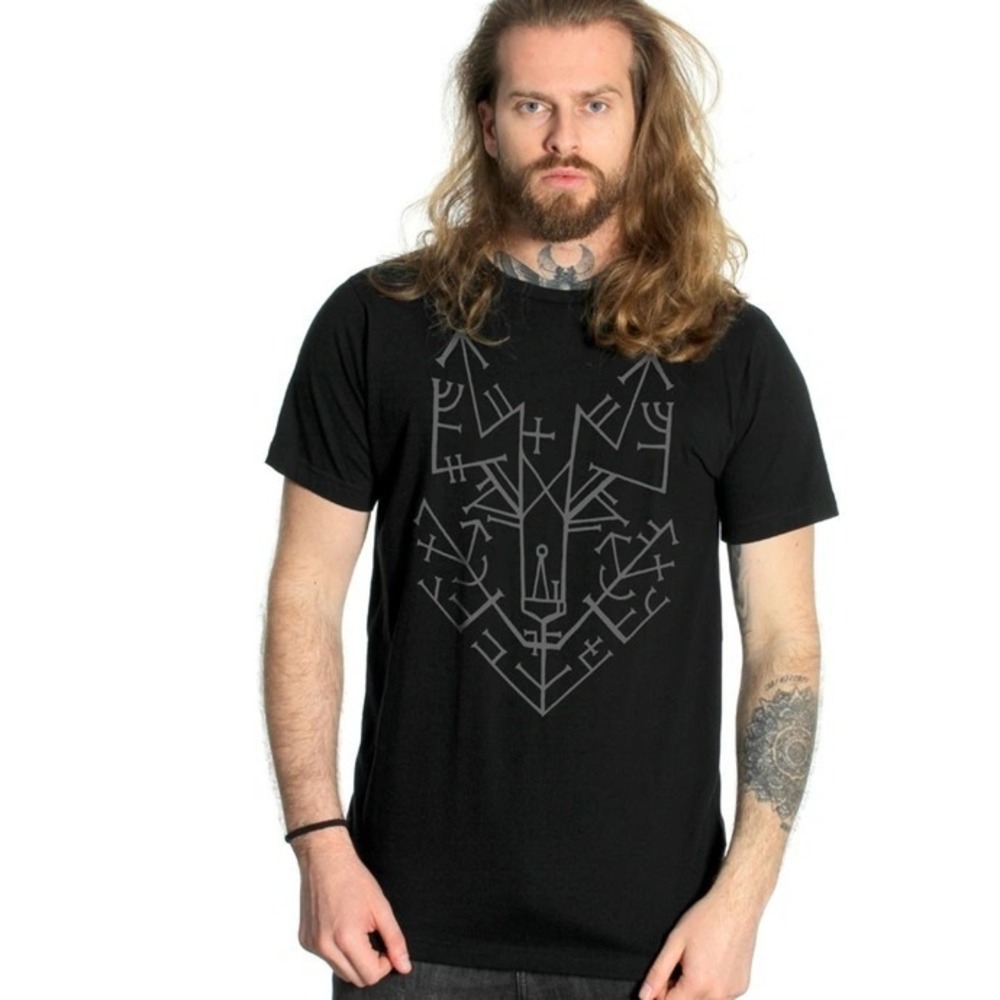 Old Norse - No Band - Wolf Runimal T-shirt - Picture 1 of 4